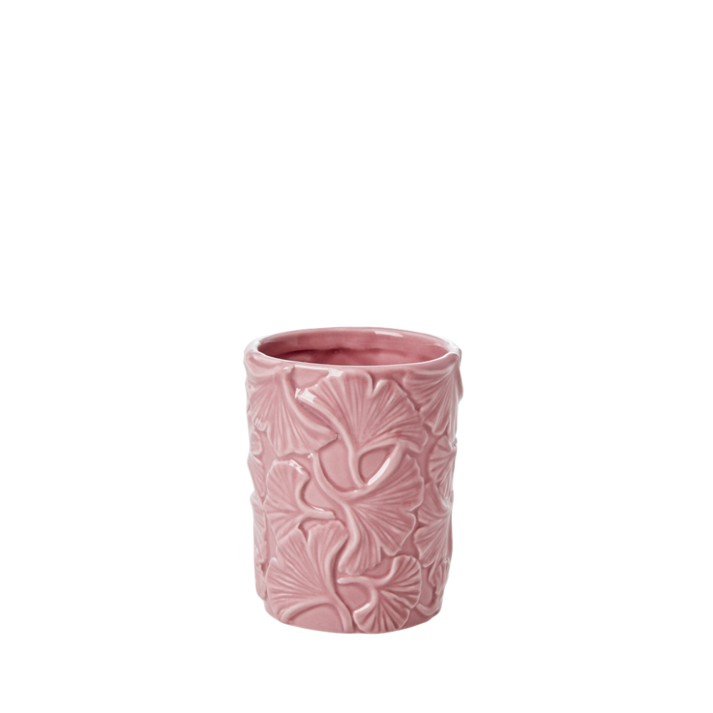 Ceramic Toothbrush Holder Embossed Petal In Dusty Pink Rice DK